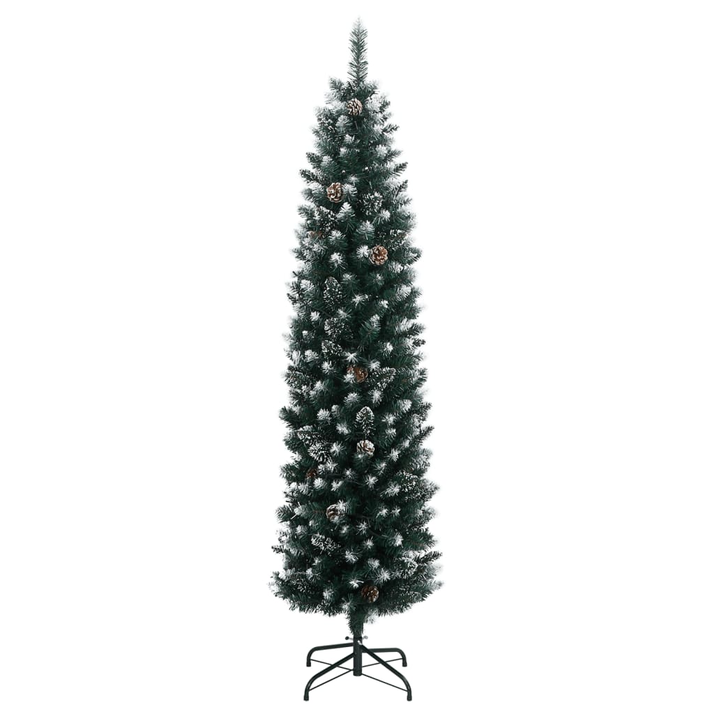 kunstigt smalt juletræ med 300 LED-lys 210 cm