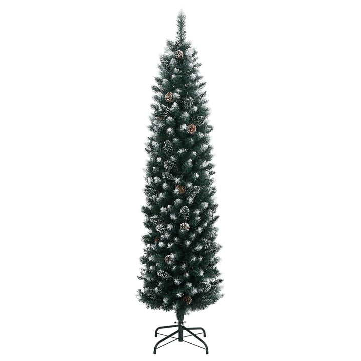 kunstigt smalt juletræ med 300 LED-lys 210 cm