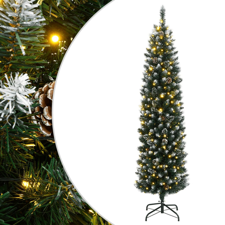 kunstigt smalt juletræ med 300 LED-lys 240 cm