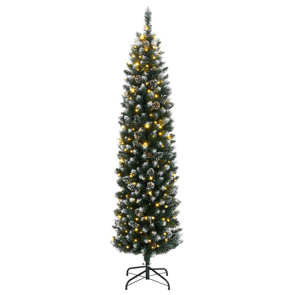 kunstigt smalt juletræ med 300 LED-lys 240 cm