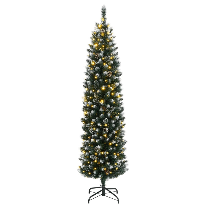 kunstigt smalt juletræ med 300 LED-lys 240 cm