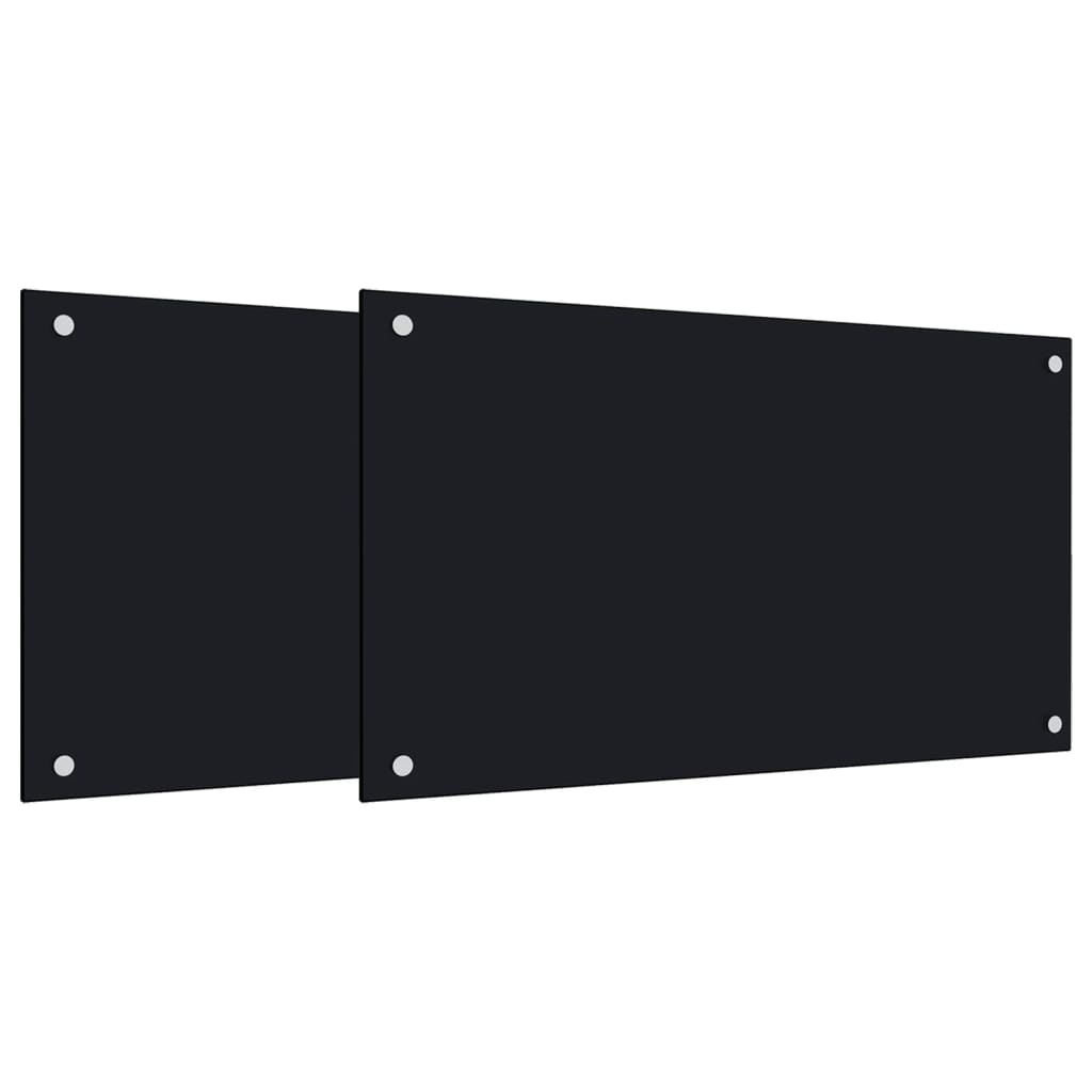 stænkplader 2 stk. 70x60 cm hærdet glas sort
