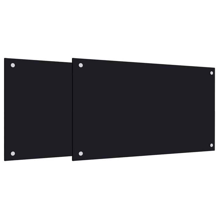 stænkplader 2 stk. 70x60 cm hærdet glas sort