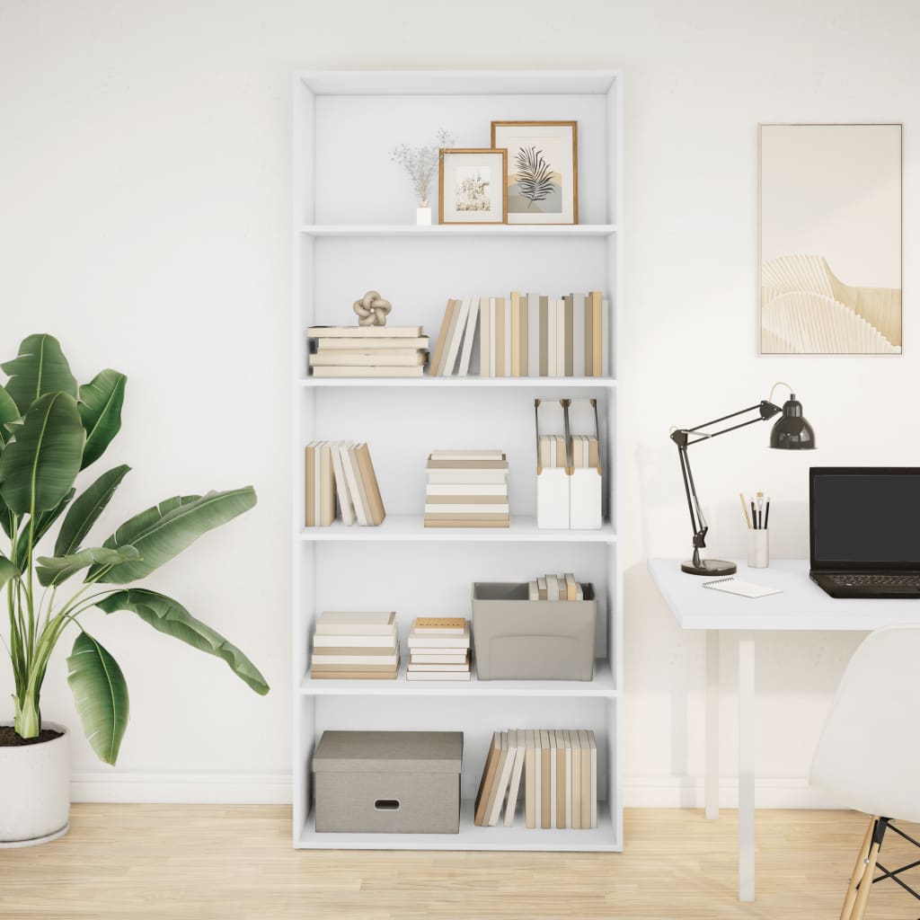 bogreol 80x30x189 cm konstrueret træ hvid