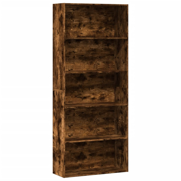 bogreol 80x30x189 cm konstrueret træ røget egetræ