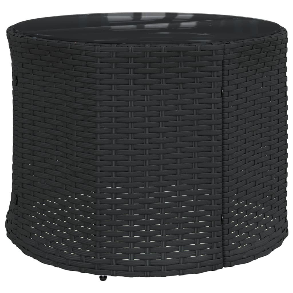 havesofa med bord og hynder halvrund polyrattan sort