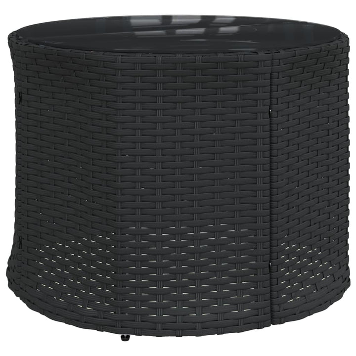 havesofa med bord og hynder halvrund polyrattan sort