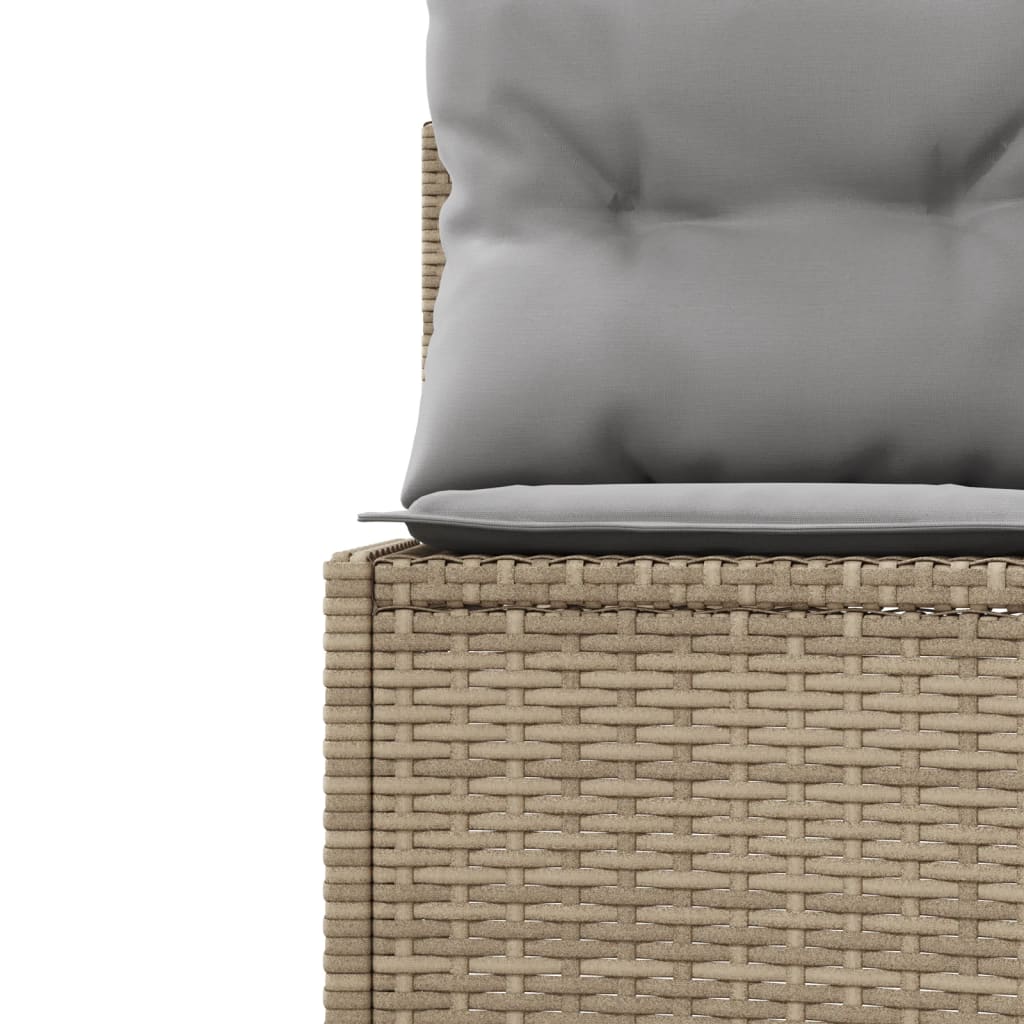 havesofa med bord og hynder halvrund polyrattan beige