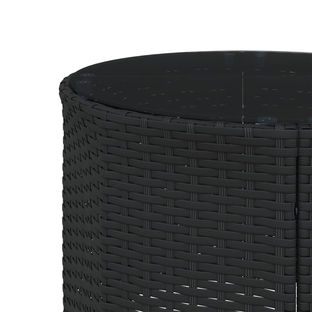 havesofa med bord og hynder rund polyrattan sort