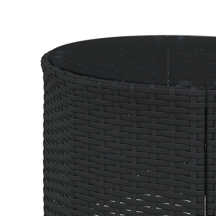 havesofa med bord og hynder rund polyrattan sort