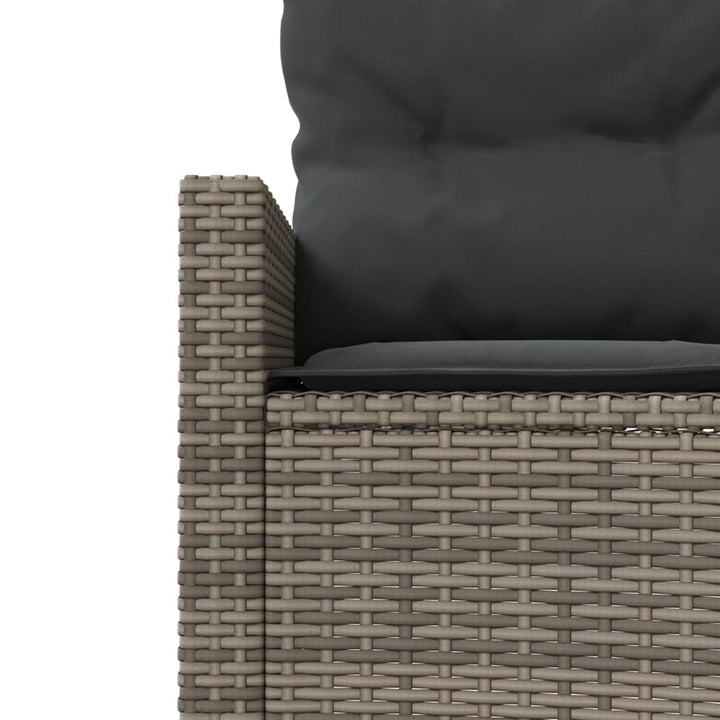 havesofa med bord og hynder rund polyrattan grå