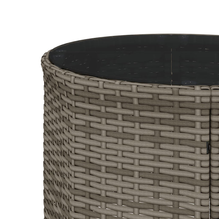 havesofa med bord og hynder rund polyrattan grå