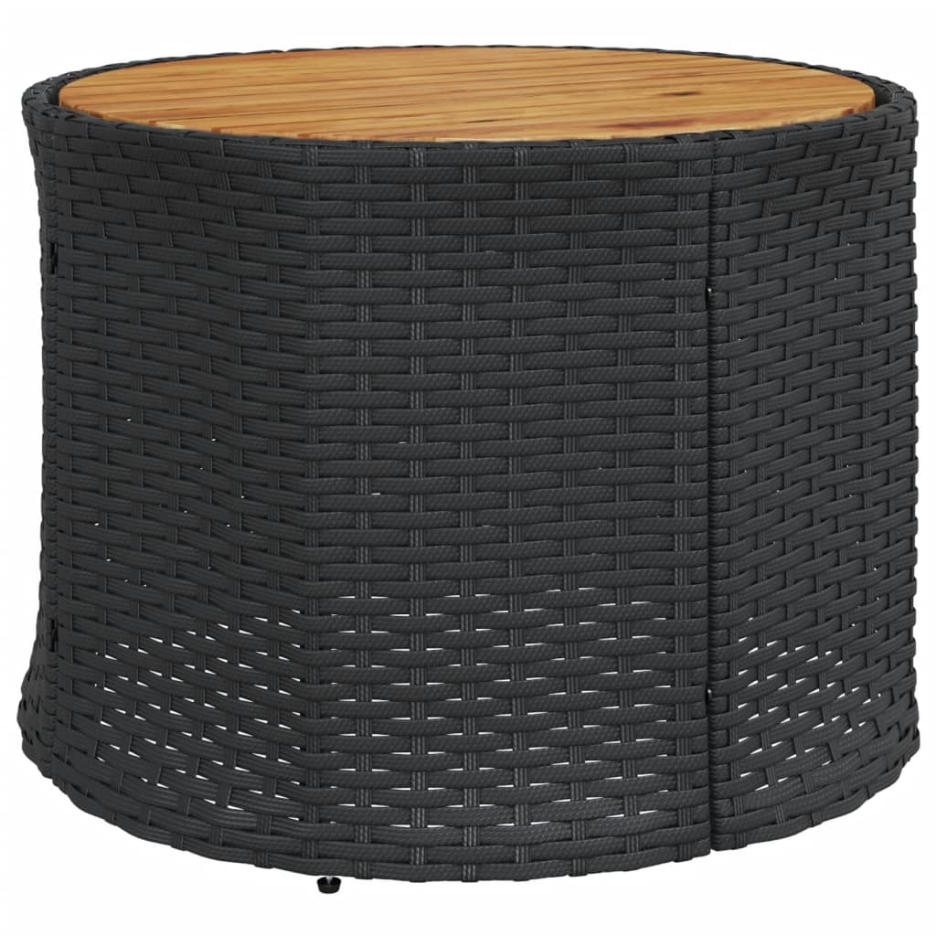 havesofa med bord og hynder rund polyrattan sort