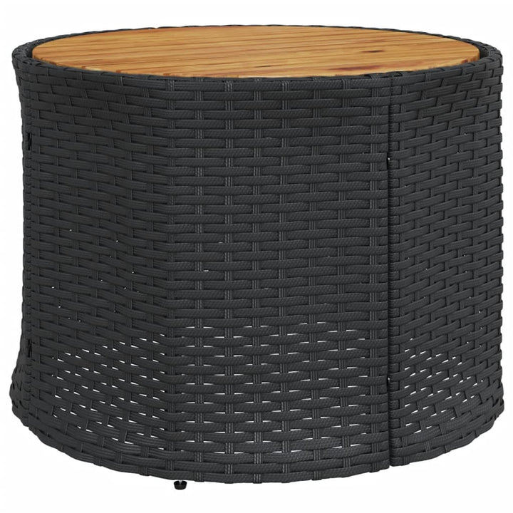 havesofa med bord og hynder rund polyrattan sort