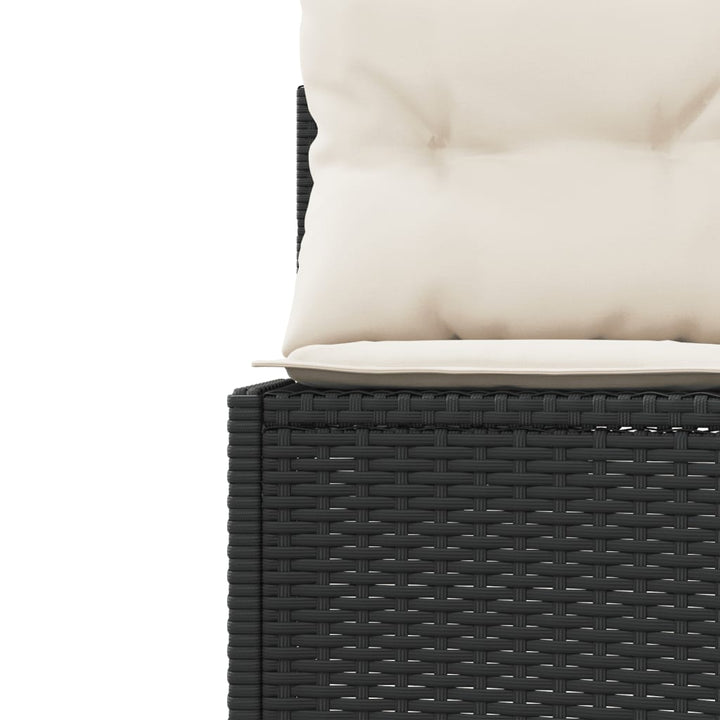 havesofa med bord og hynder rund polyrattan sort