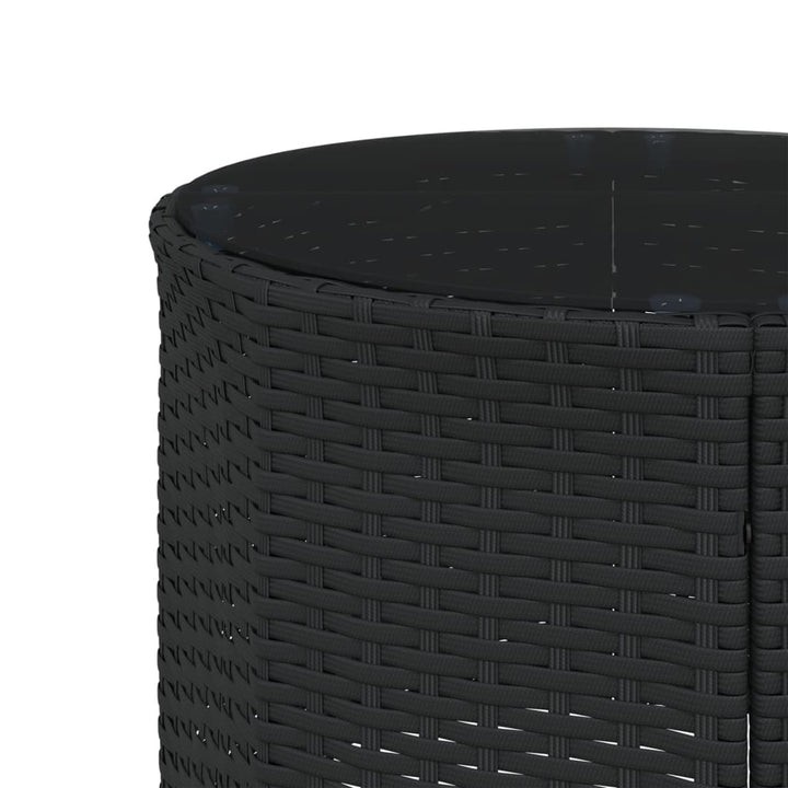 havesofa med bord og hynder rund polyrattan sort