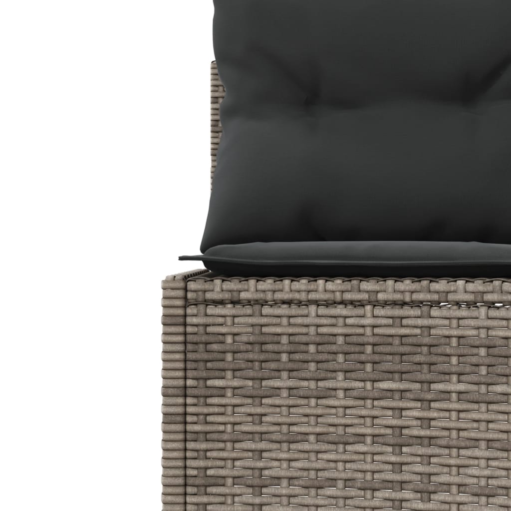 havesofa med bord og hynder rund polyrattan grå