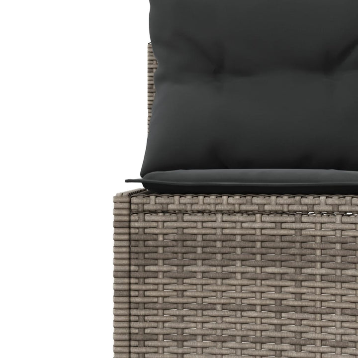 havesofa med bord og hynder rund polyrattan grå