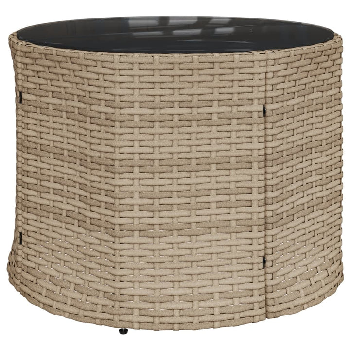 havesofa med bord og hynder rund polyrattan beige