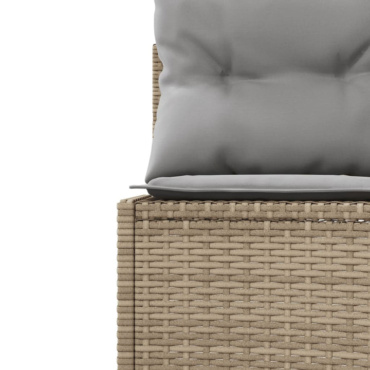 havesofa med bord og hynder rund polyrattan beige