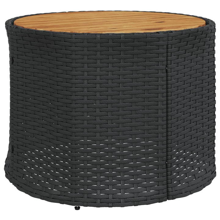 havesofa med bord og hynder rund polyrattan sort