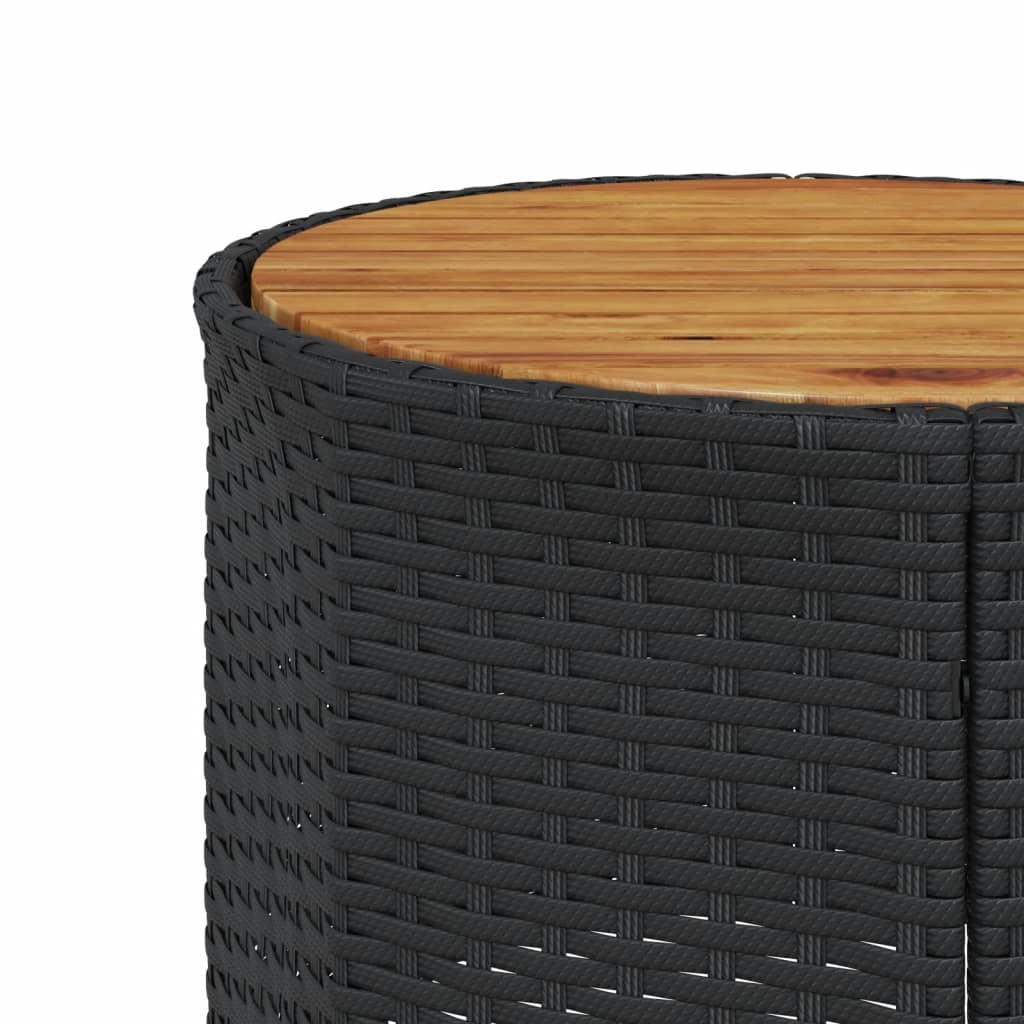 havesofa med bord og hynder rund polyrattan sort