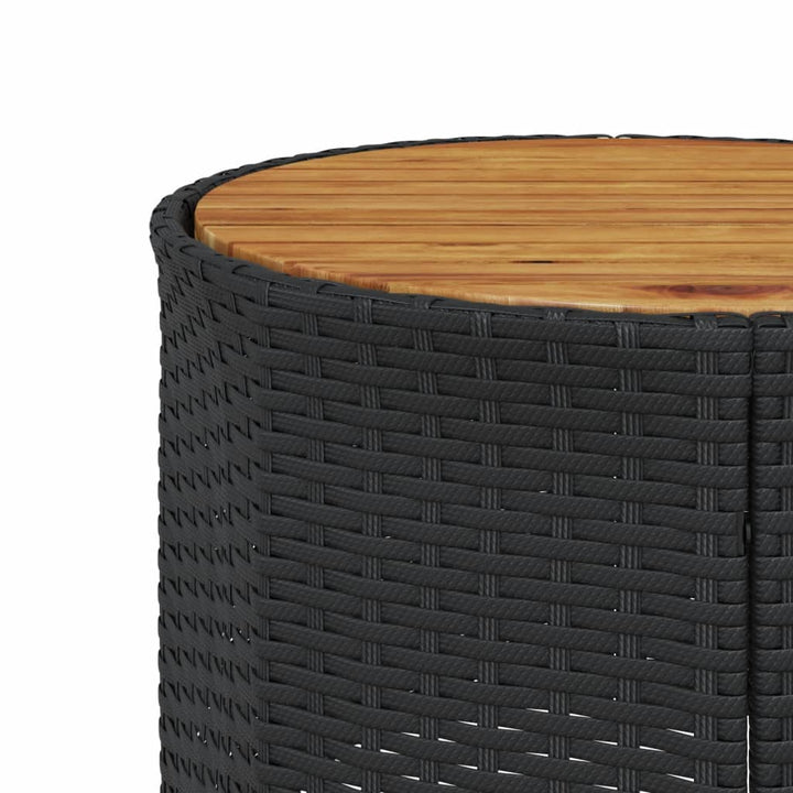 havesofa med bord og hynder rund polyrattan sort