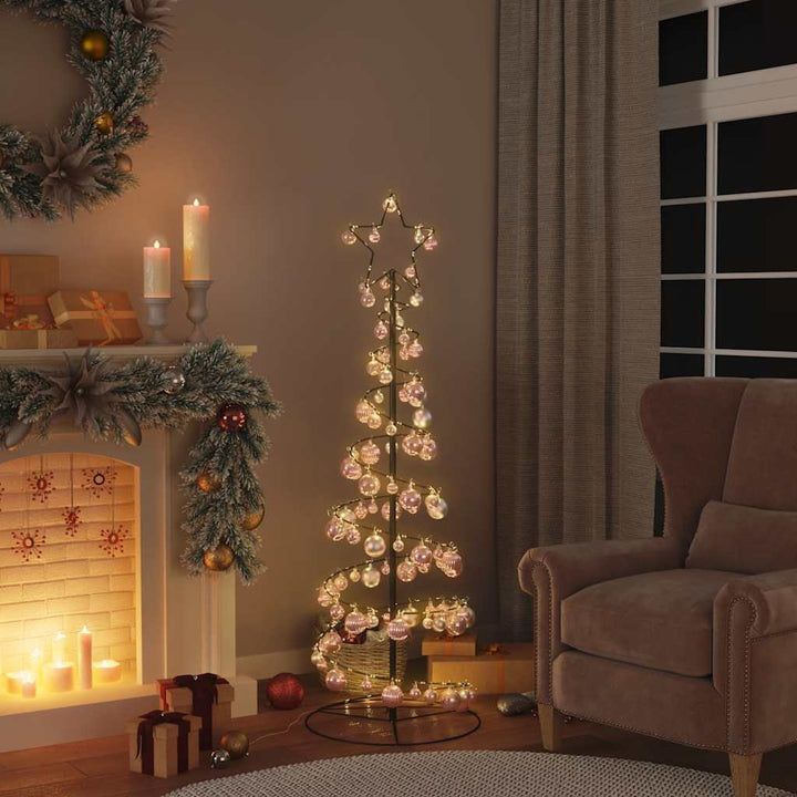 LED-juletræ med kugler 100 LED'er 150 cm varmt hvidt lys
