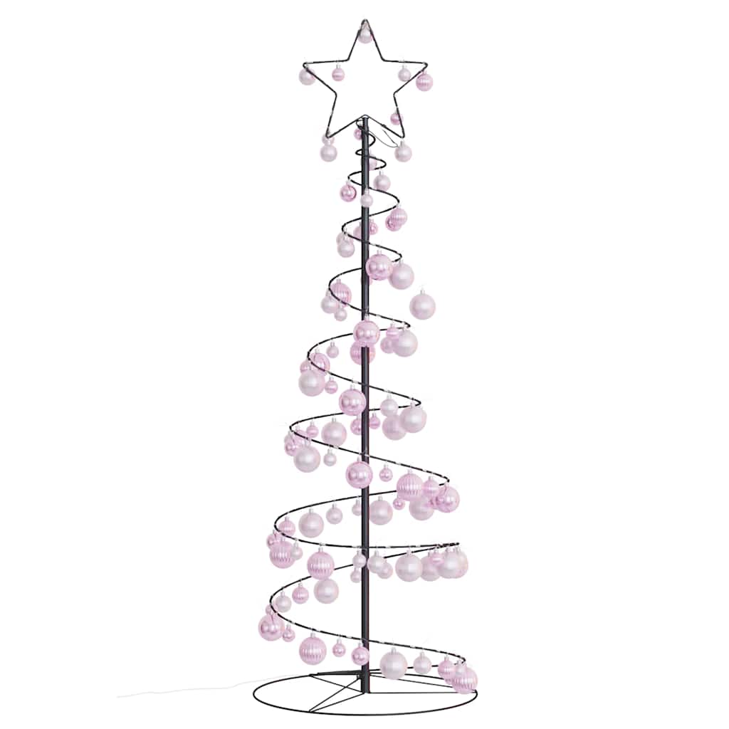 LED-juletræ med kugler 100 LED'er 150 cm varmt hvidt lys