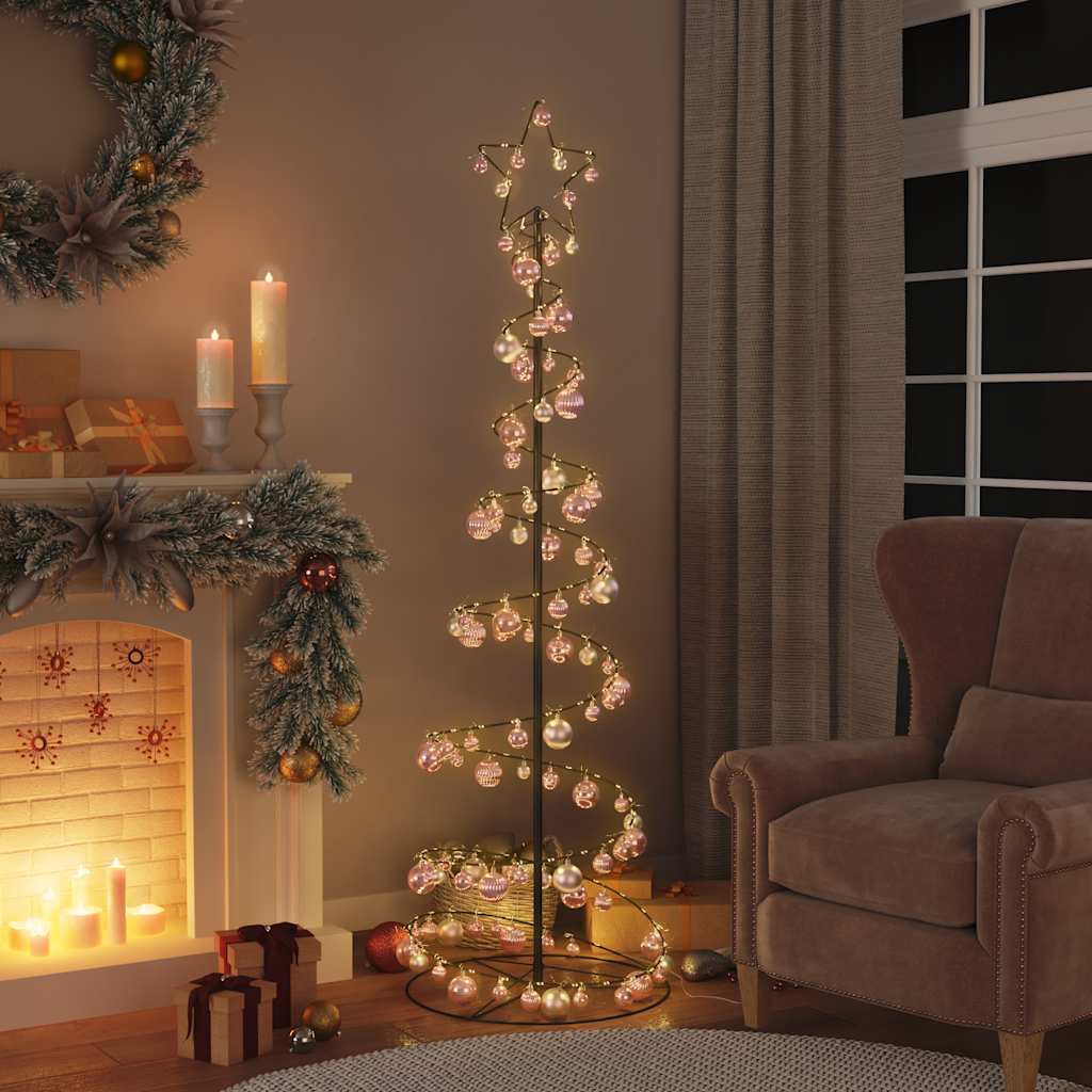 LED-juletræ med kugler 120 LED'er 180 cm varmt hvidt lys