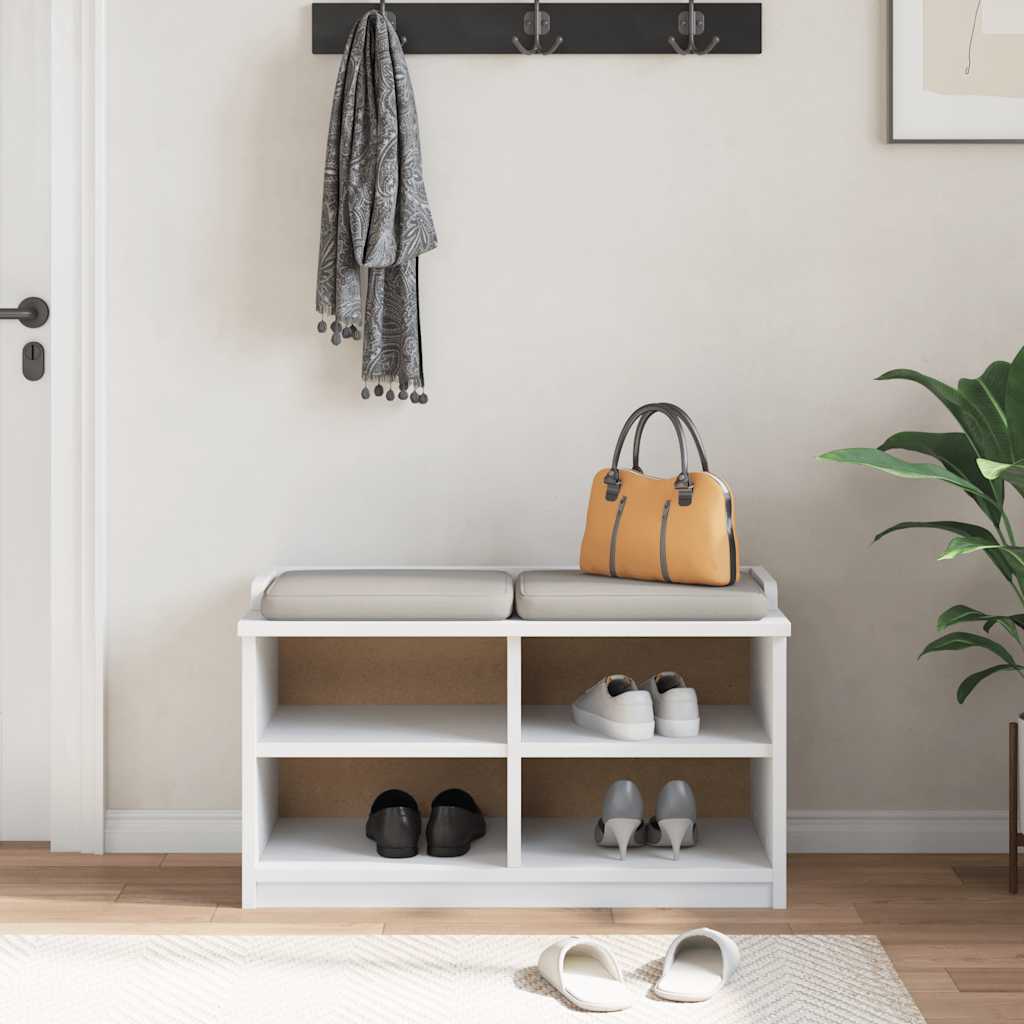entrébænk SANDNES 87x40x50 cm massivt fyrretræ hvid