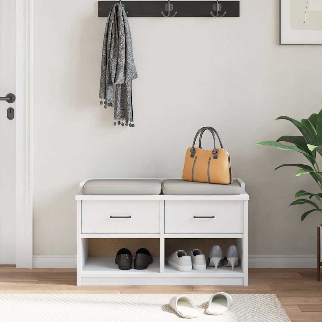 entrébænk SANDNES 87x40x50 cm massivt fyrretræ hvid