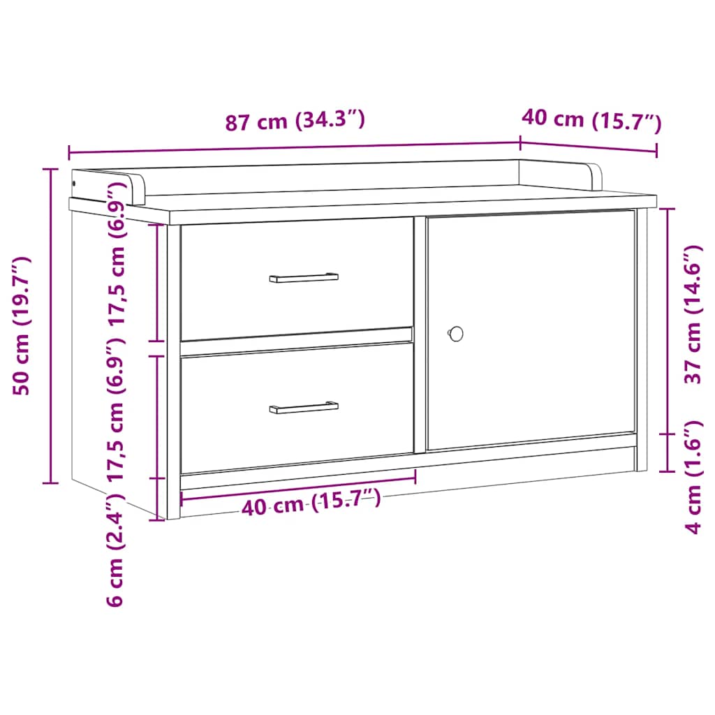 entrébænk SANDNES 87x40x50 cm massivt fyrretræ