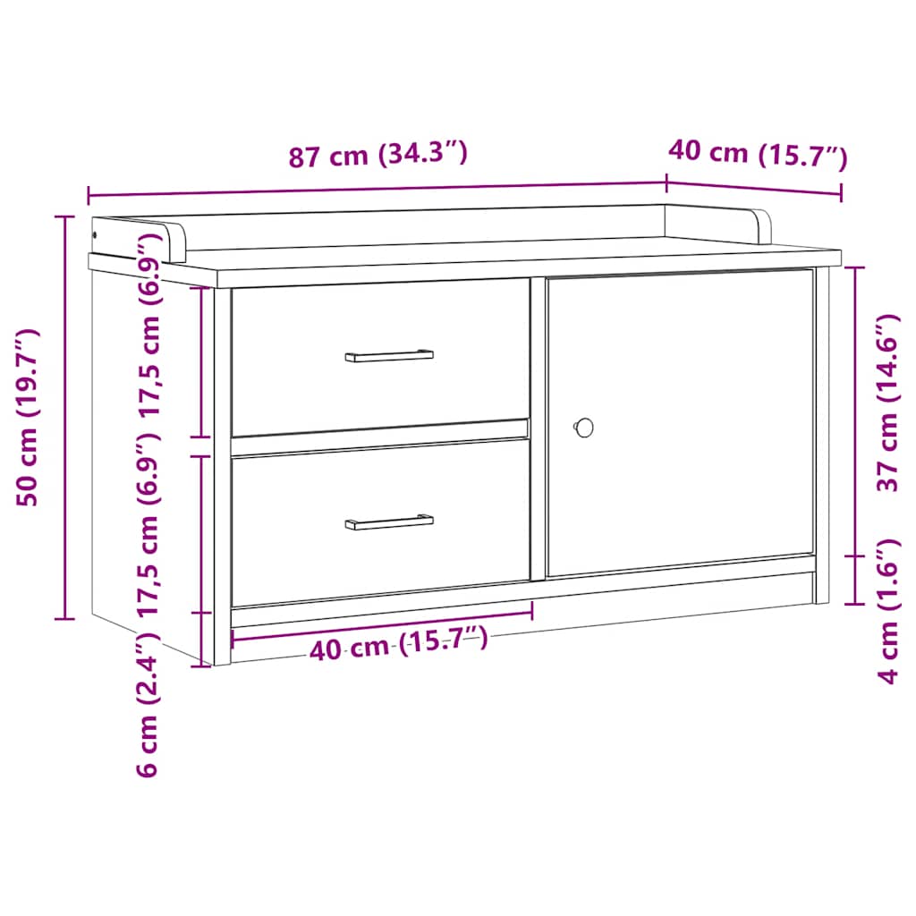 entrébænk SANDNES 87x40x50 cm massivt fyrretræ