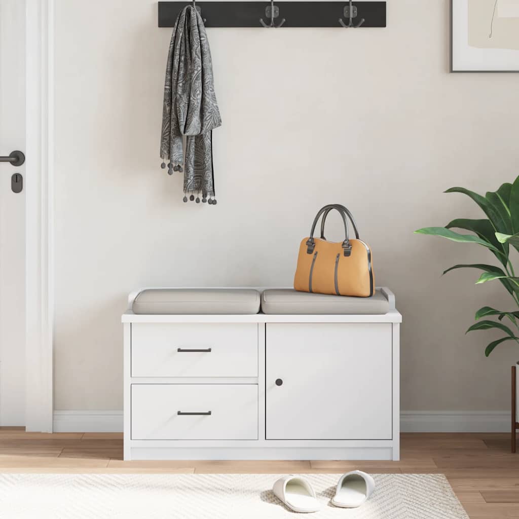 entrébænk SANDNES 87x40x50 cm massivt fyrretræ hvid
