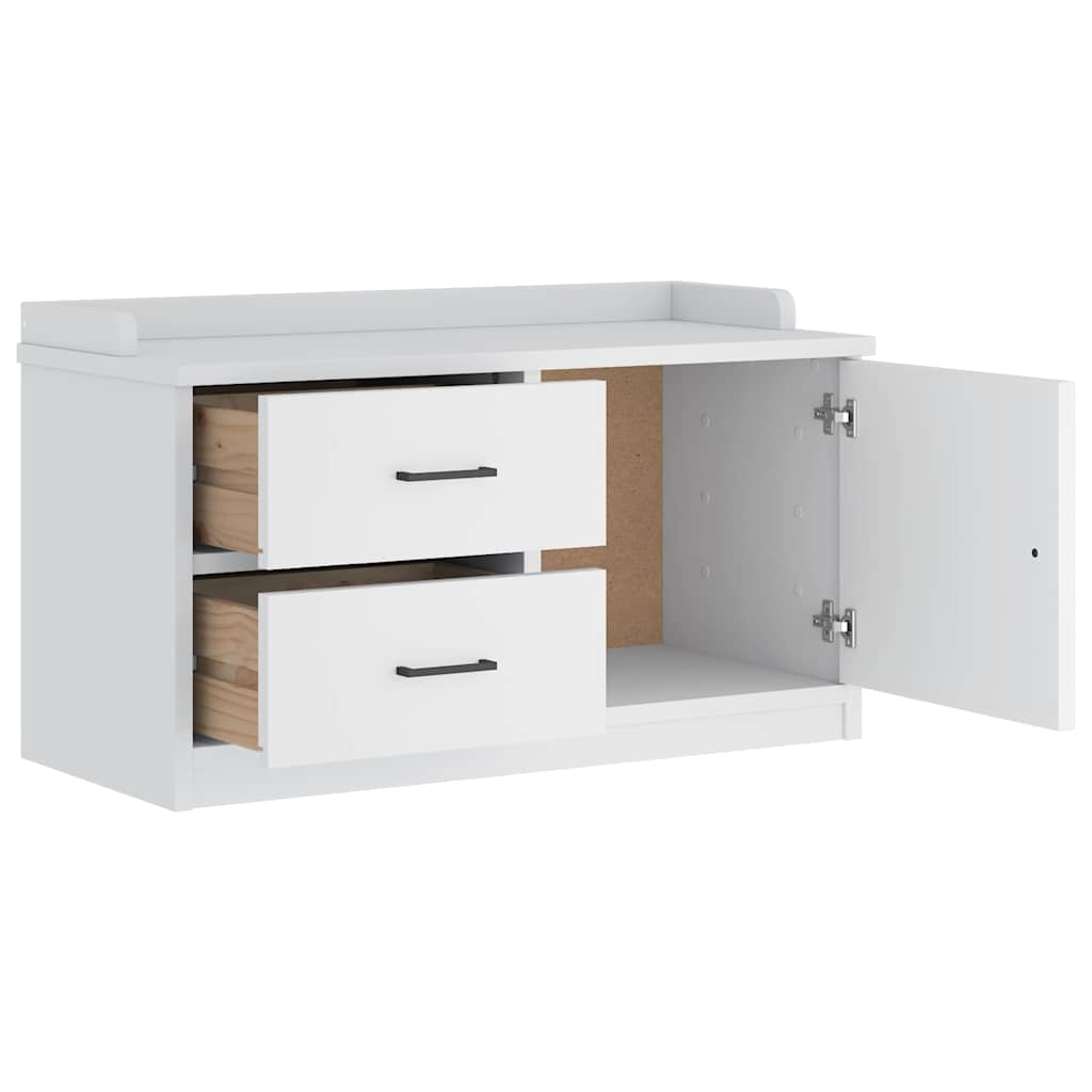 entrébænk SANDNES 87x40x50 cm massivt fyrretræ hvid