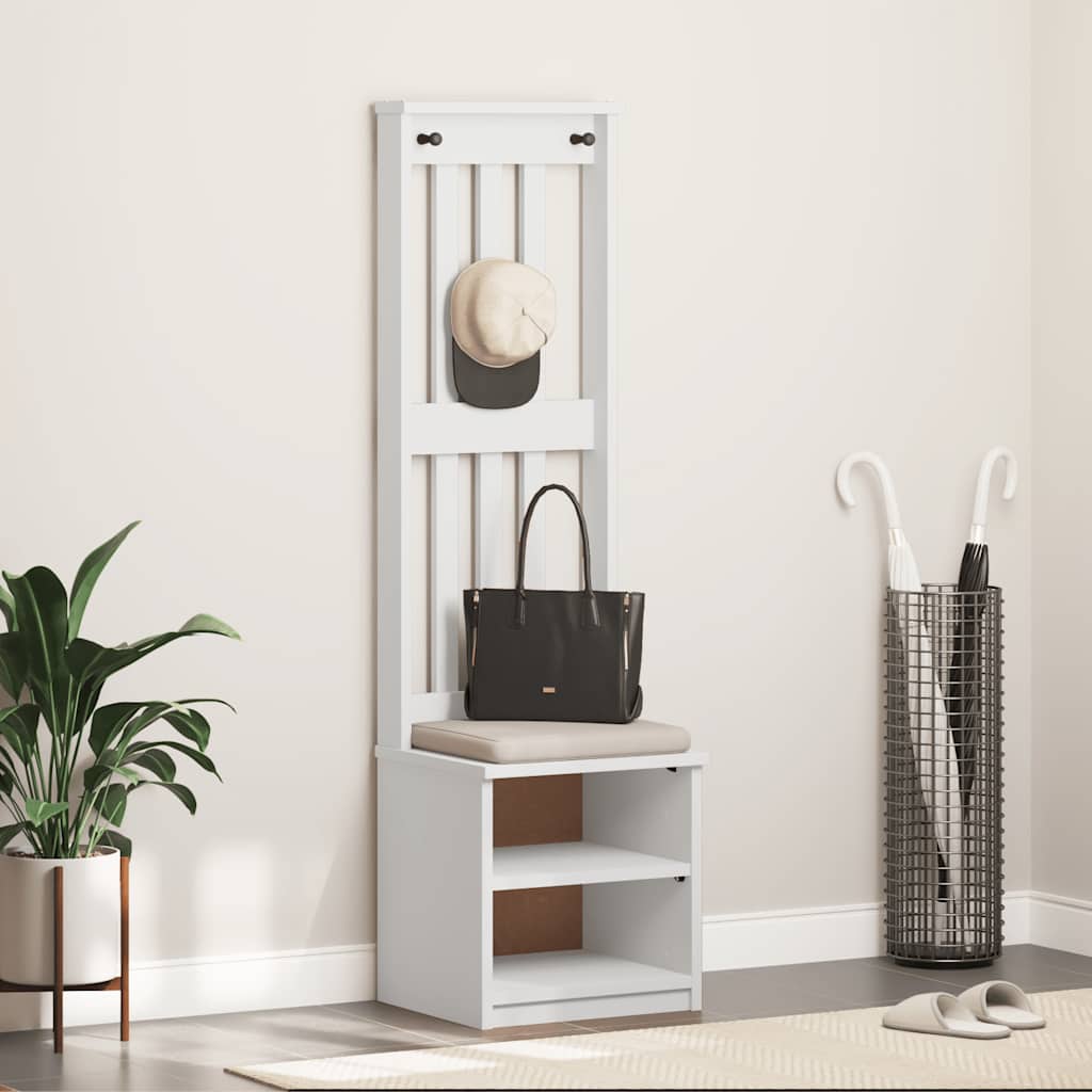 Hall træ SANDNES 45x40x159,5 cm massivt fyrretræ hvid
