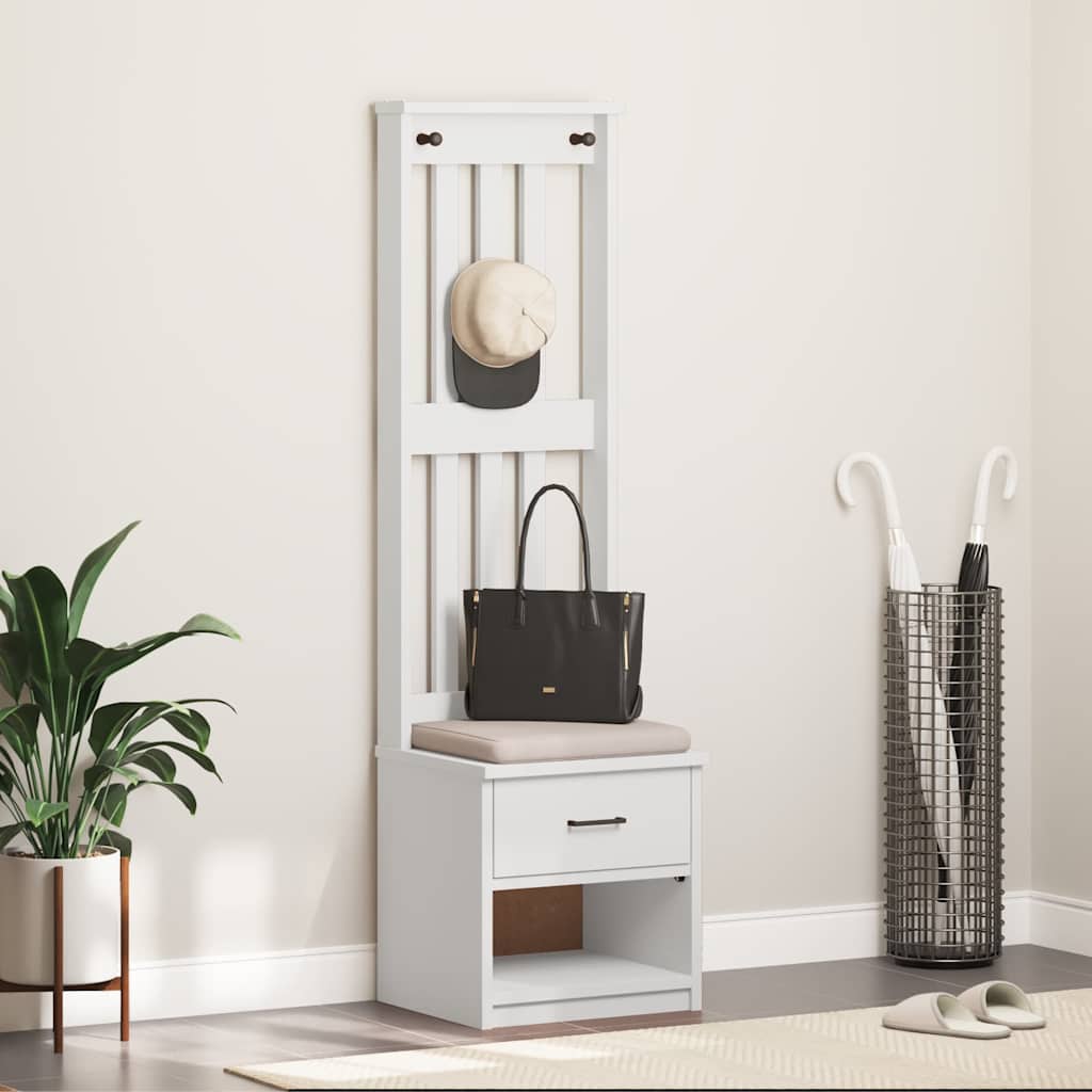 Hall træ SANDNES 45x40x159,5 cm massivt fyrretræ hvid