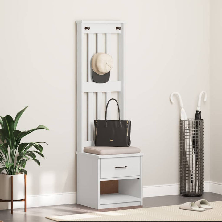 Hall træ SANDNES 45x40x159,5 cm massivt fyrretræ hvid