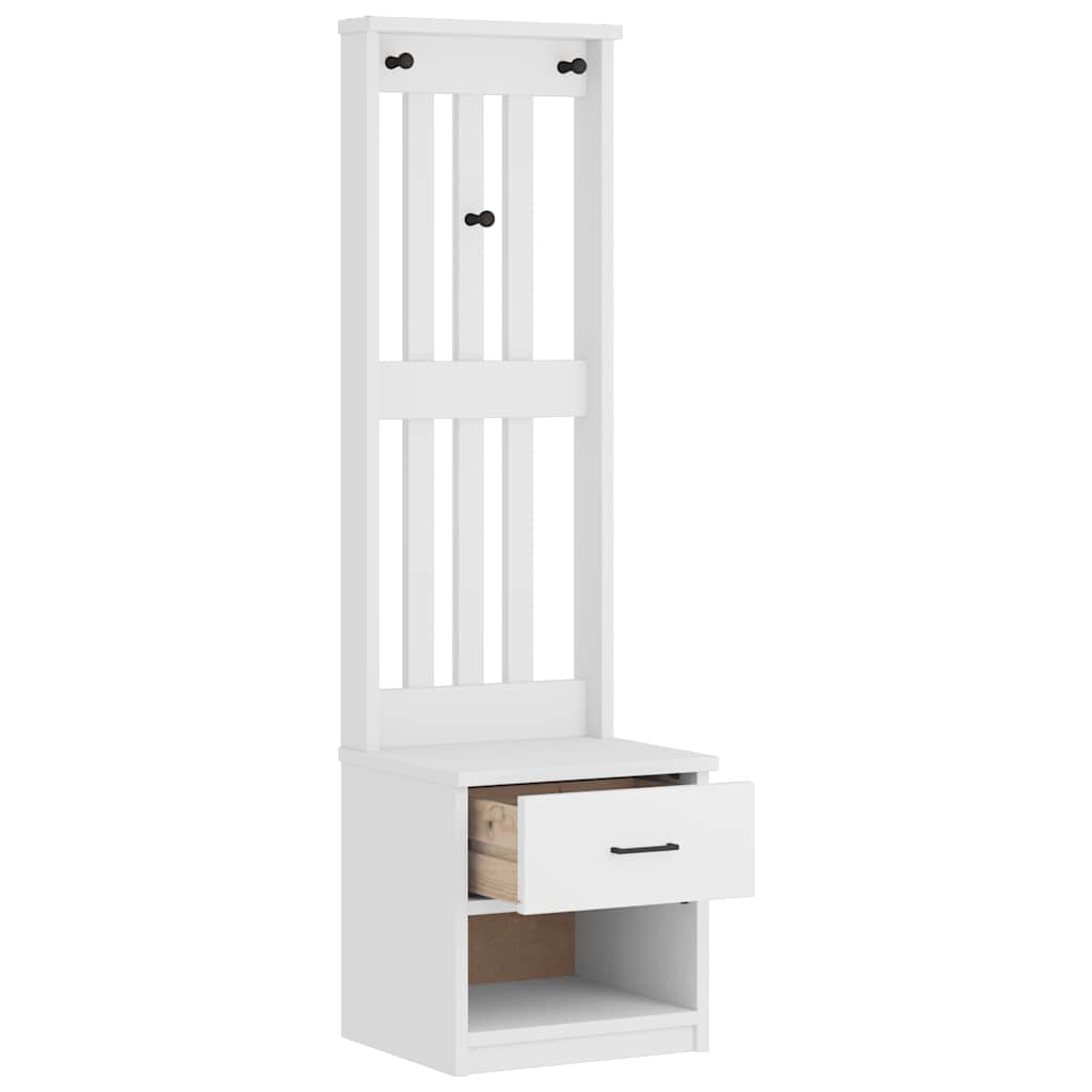 Hall træ SANDNES 45x40x159,5 cm massivt fyrretræ hvid
