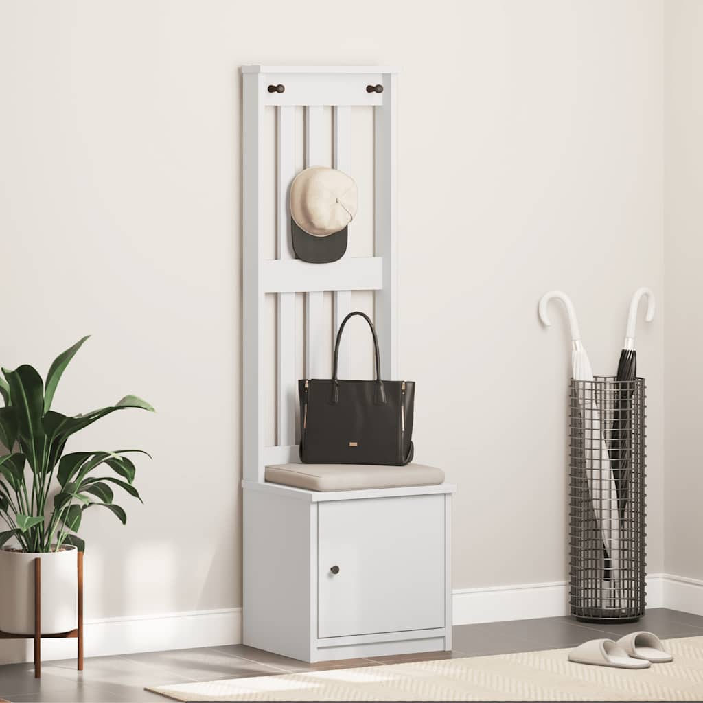 Hall træ SANDNES 45x40x159,5 cm massivt fyrretræ hvid