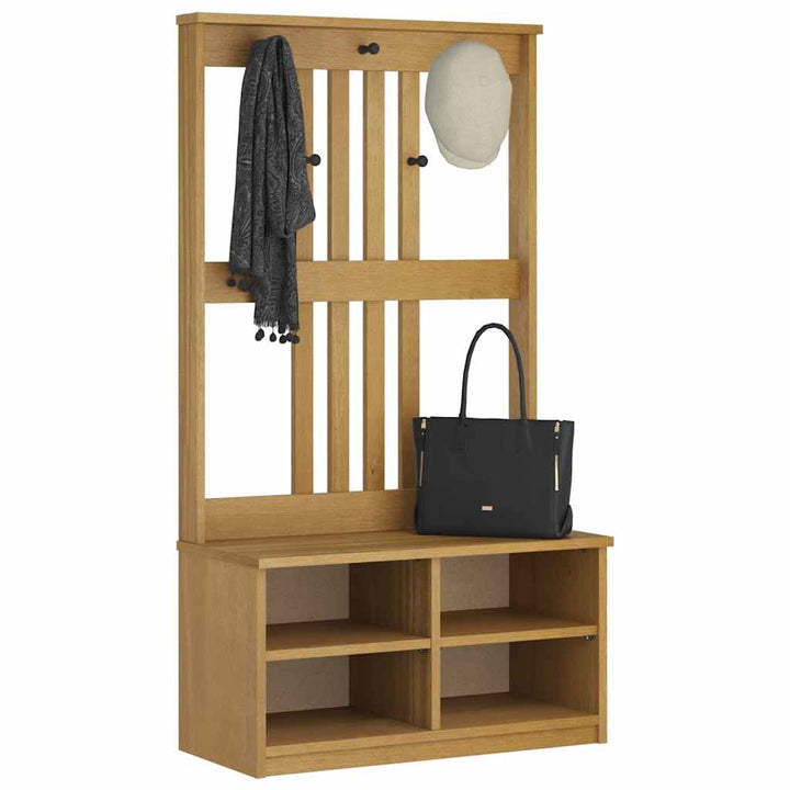 Hall træ SANDNES 87x40x159,5 cm massivt fyrretræ
