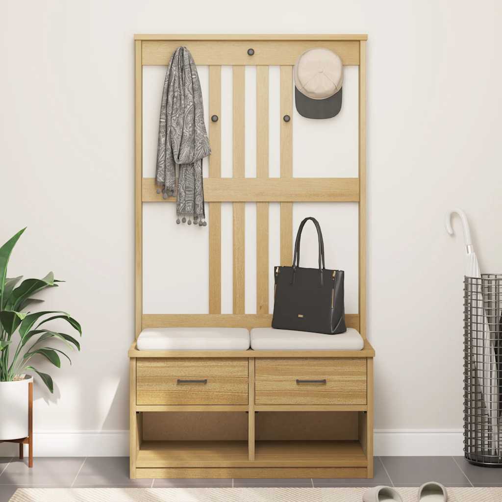 Hall træ SANDNES 87x40x159,5 cm massivt fyrretræ