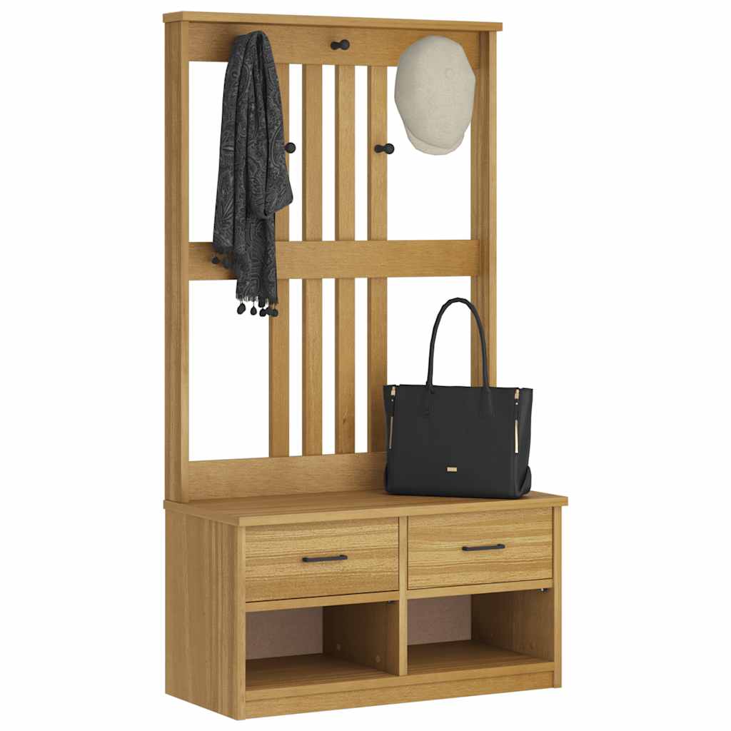 Hall træ SANDNES 87x40x159,5 cm massivt fyrretræ