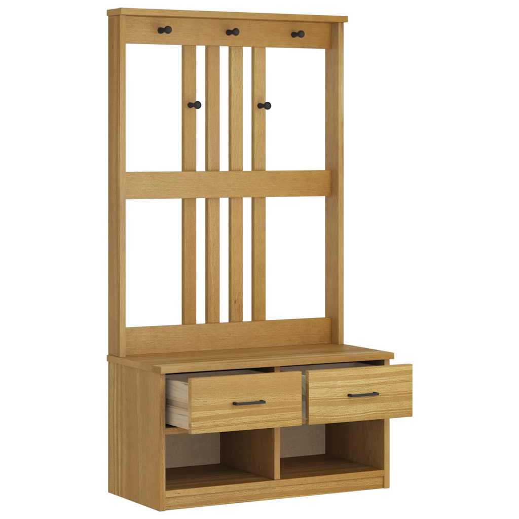 Hall træ SANDNES 87x40x159,5 cm massivt fyrretræ
