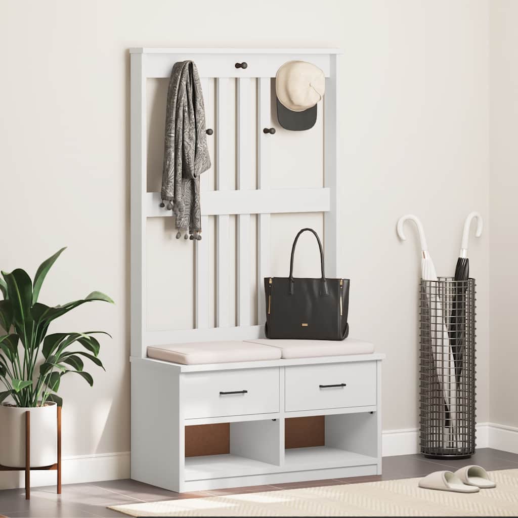 Hall træ SANDNES 87x40x159,5 cm massivt fyrretræ hvid