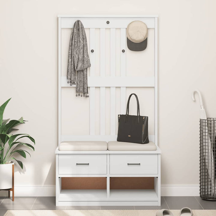Hall træ SANDNES 87x40x159,5 cm massivt fyrretræ hvid