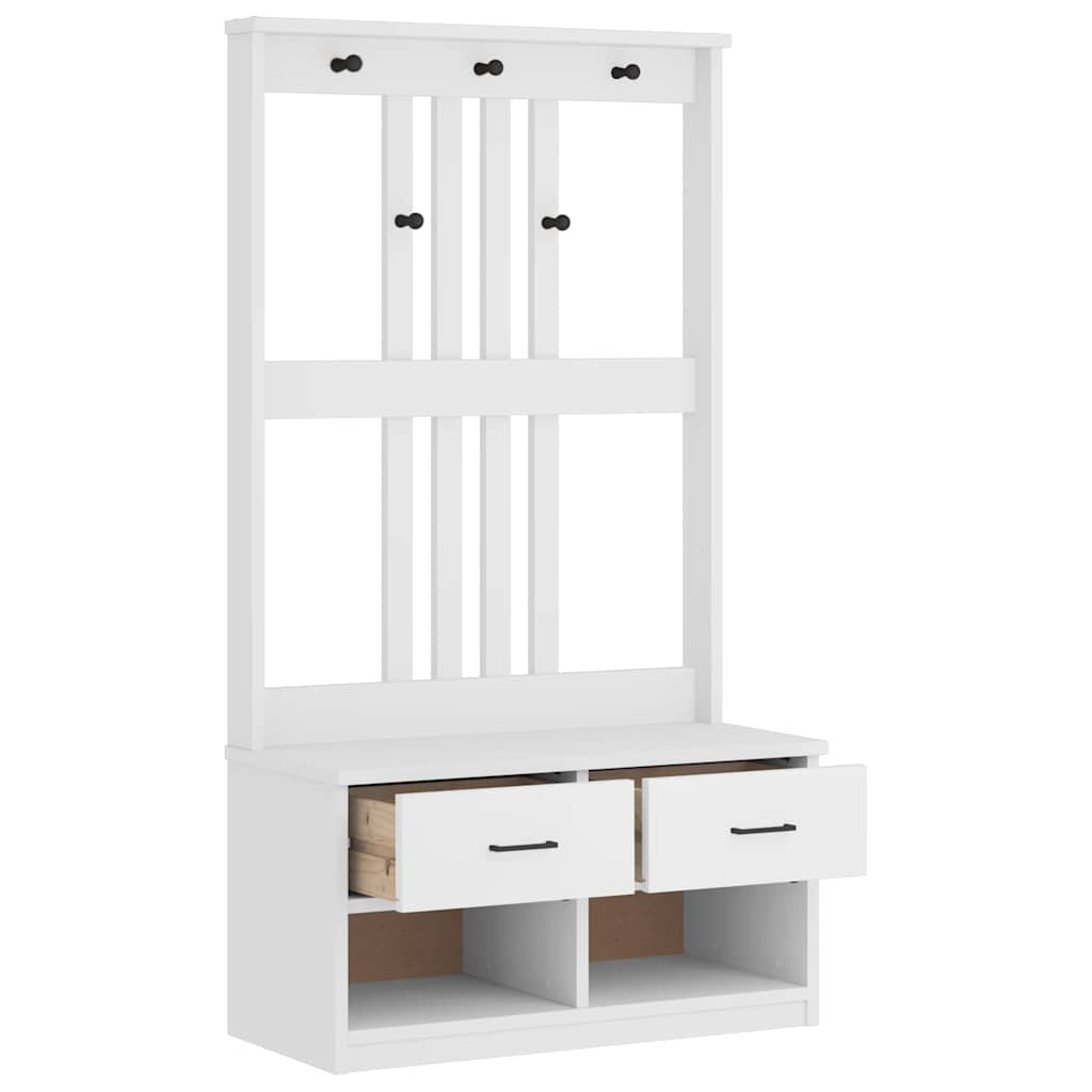 Hall træ SANDNES 87x40x159,5 cm massivt fyrretræ hvid