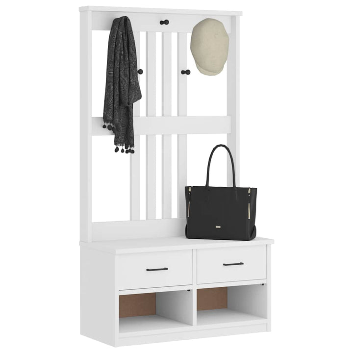 Hall træ SANDNES 87x40x159,5 cm massivt fyrretræ hvid