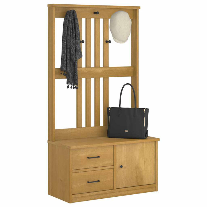 Hall træ SANDNES 87x40x159,5 cm massivt fyrretræ